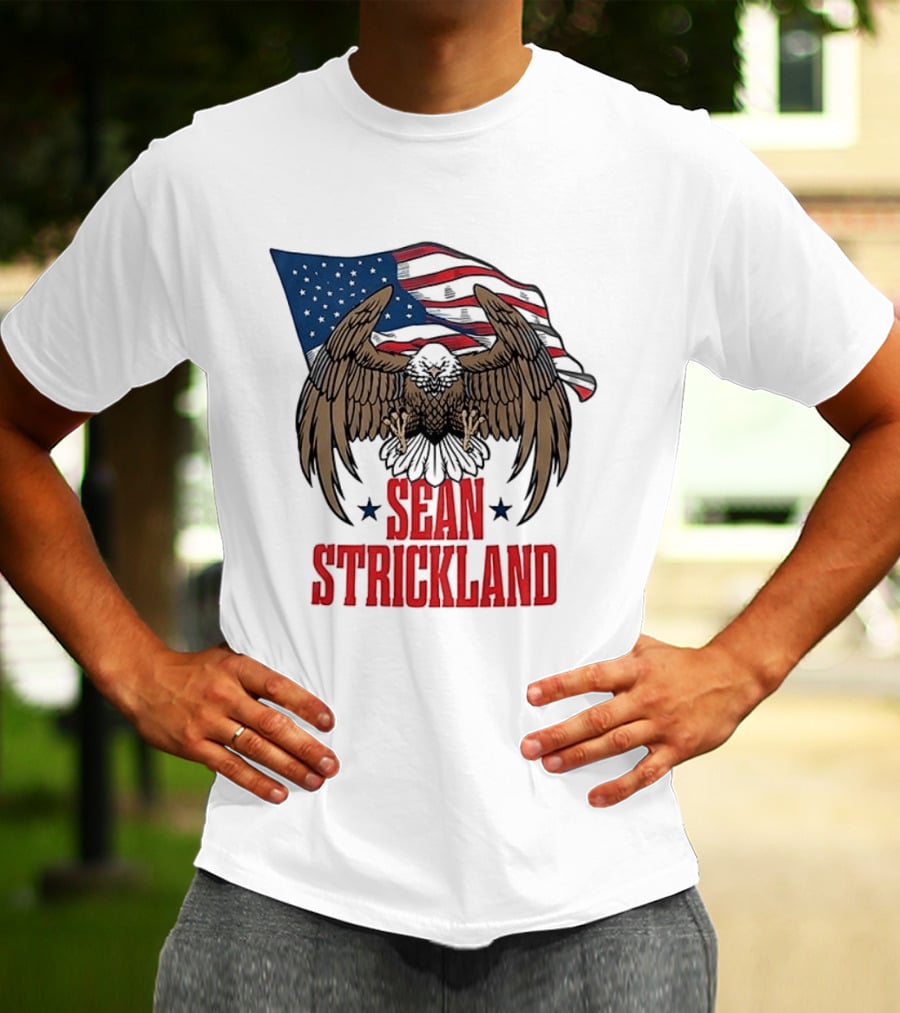Sean Strickland Eagle With American Flag T-Shirt