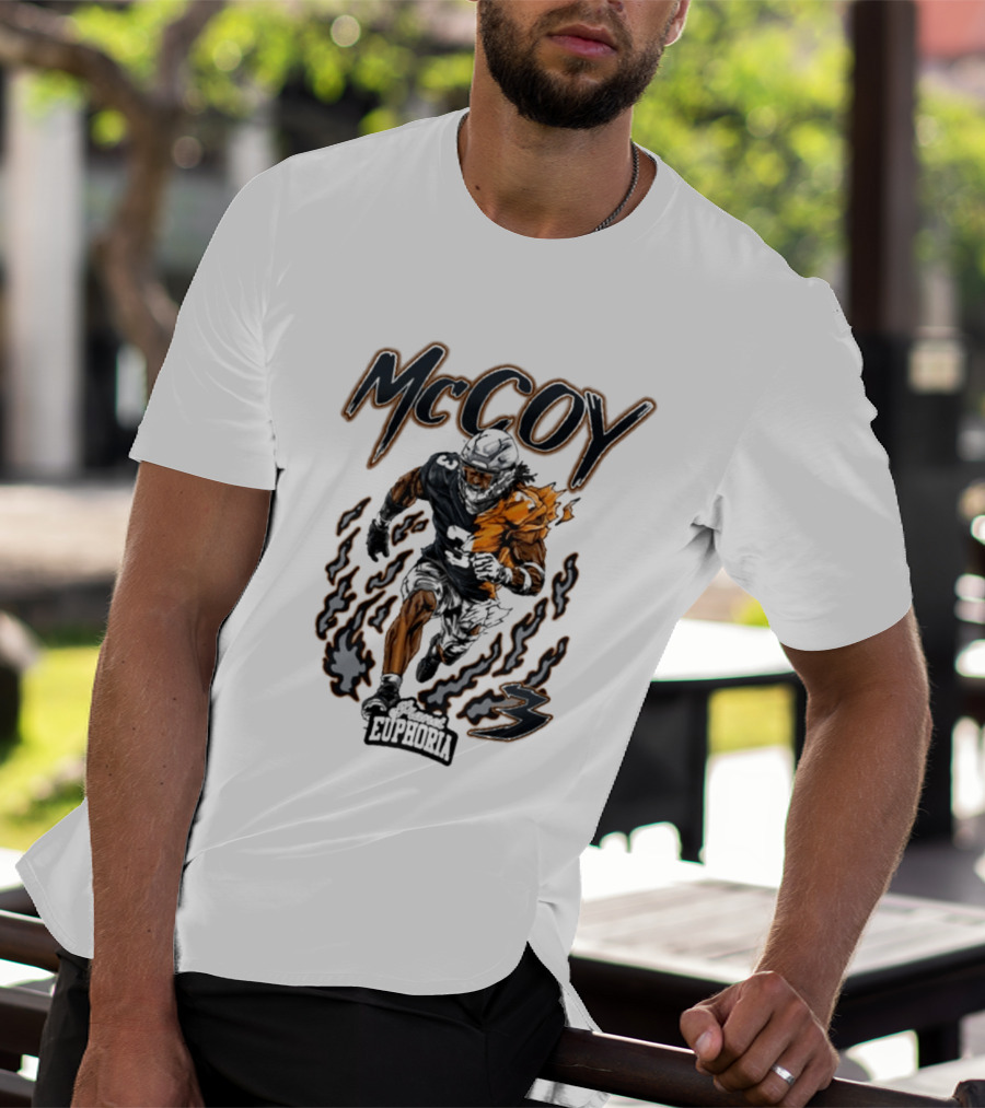 McCoy Euphoria Gridiron Burner Football Player Flames T-Shirt