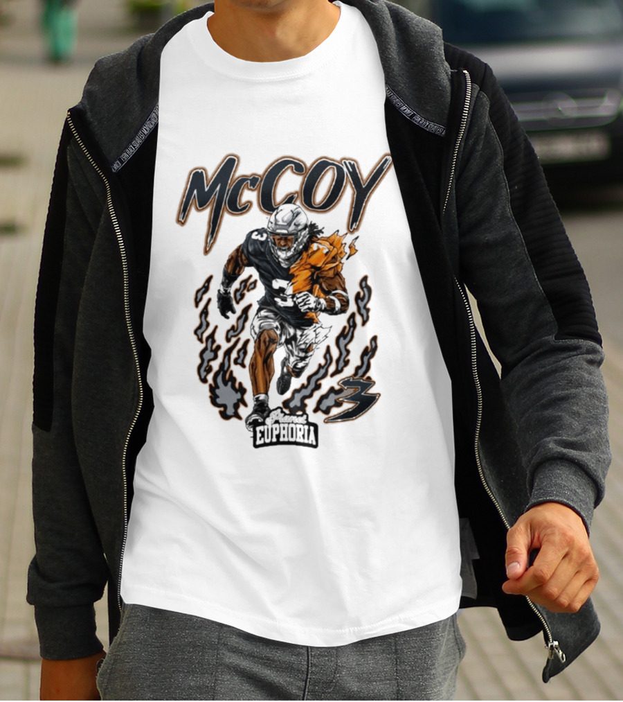 McCoy Euphoria Gridiron Burner Football Player Flames T-Shirt