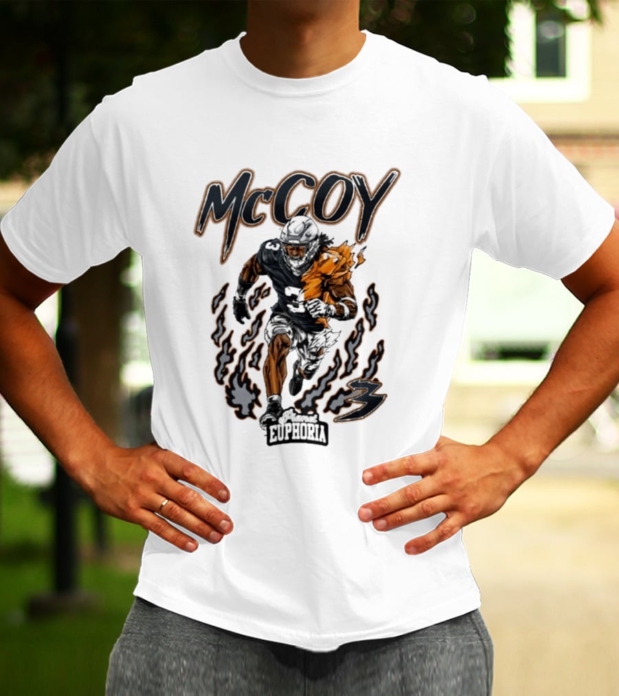 McCoy Euphoria Gridiron Burner Football Player Flames T-Shirt
