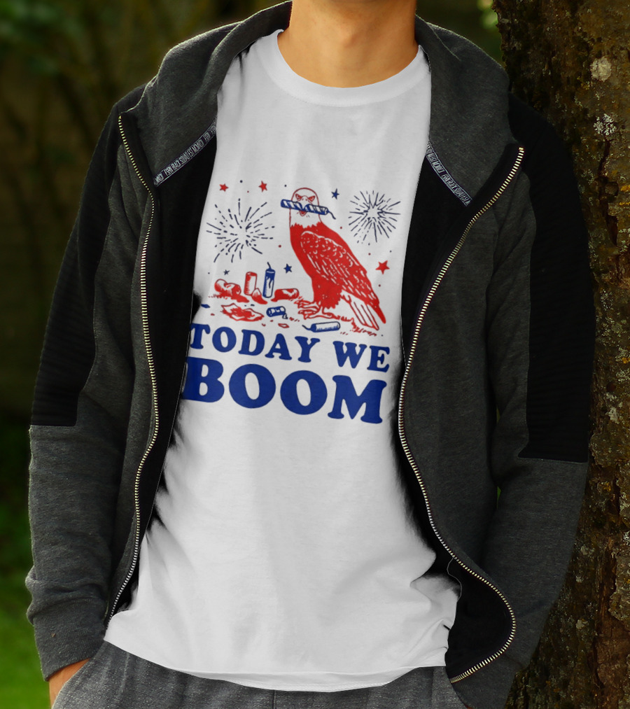 Today We Boom Bald Eagle Fireworks Celebration T-Shirt