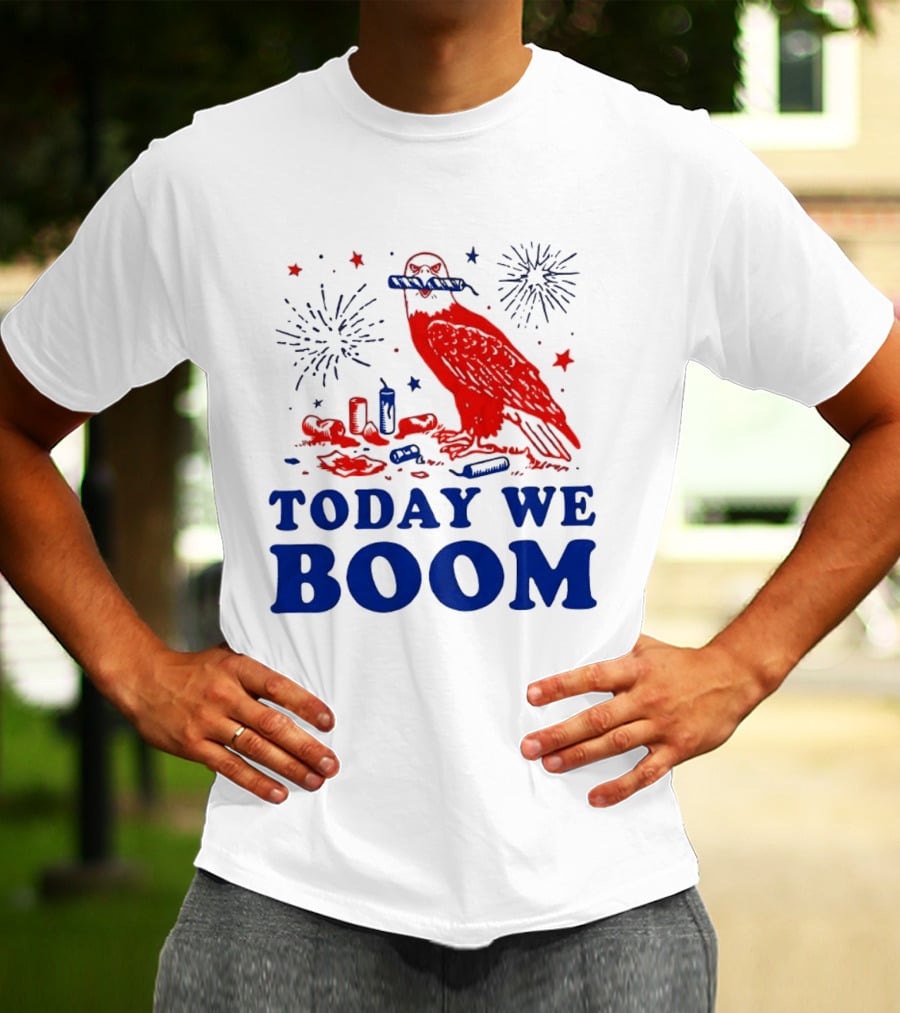 Today We Boom Bald Eagle Fireworks Celebration T-Shirt