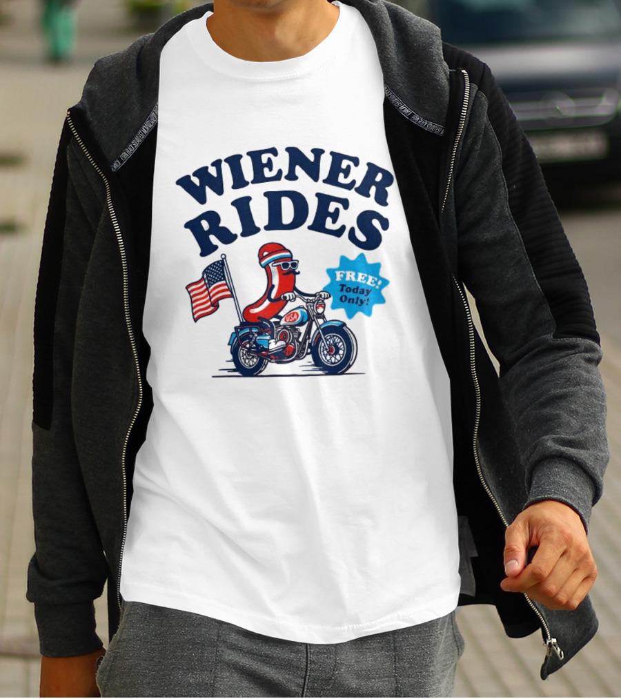 Wiener Rides 4th Of July Sausage Driving Motorbike Free Today Only 250th Anniversary T-Shirt