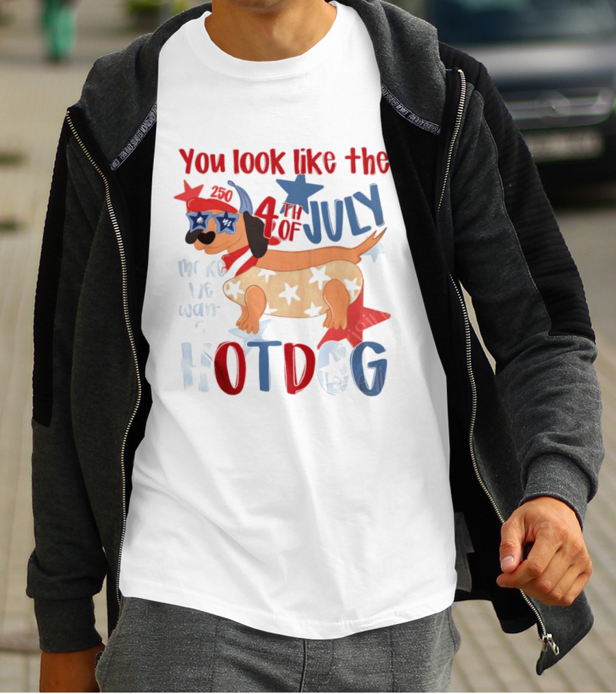You Look Like The 4th Of July Make Me Want A Hotdog 2020 Dog Star Hat T-Shirt