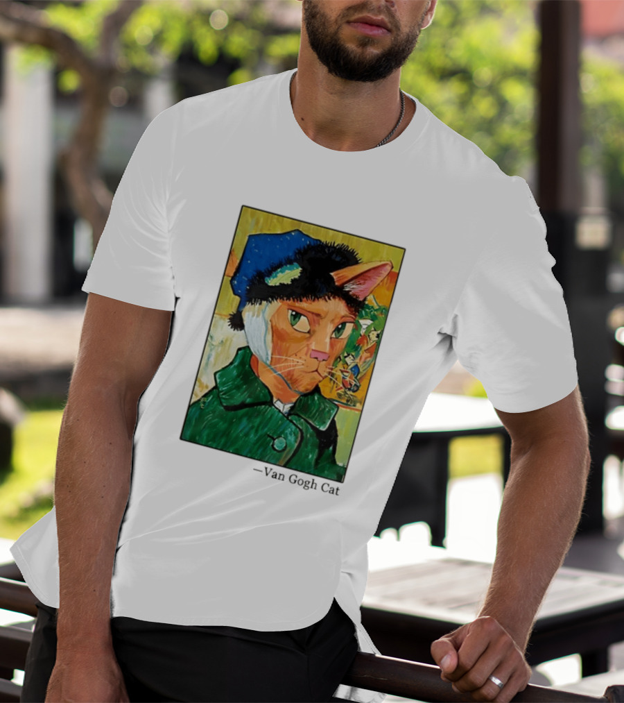 Cat In Van Gogh Style With Bandaged Ear Iconic Painting T-Shirt