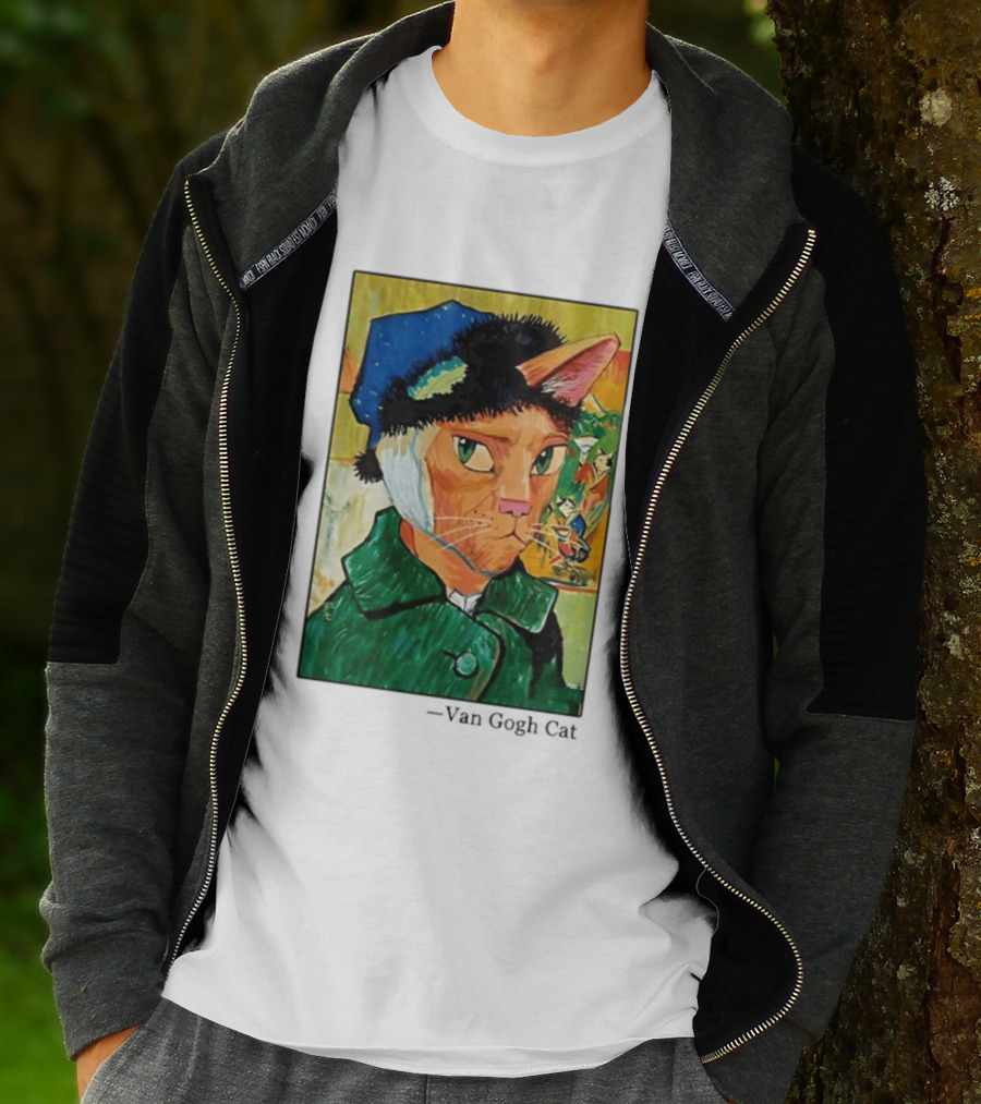 Cat In Van Gogh Style With Bandaged Ear Iconic Painting T-Shirt