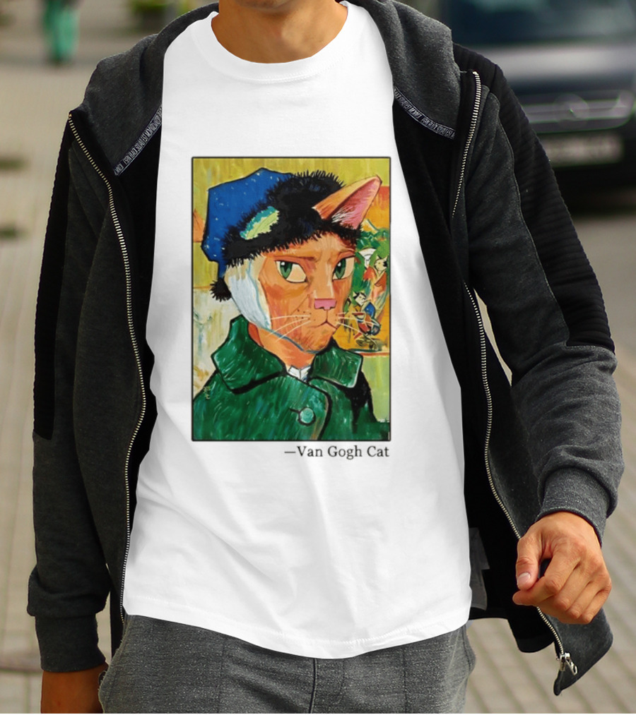 Cat In Van Gogh Style With Bandaged Ear Iconic Painting T-Shirt