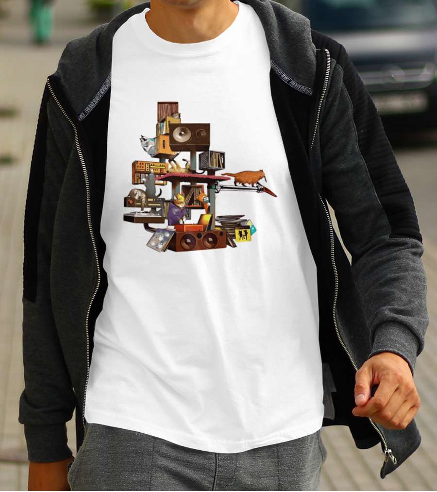 Cats Jamming With Crates And Music Gear T-Shirt