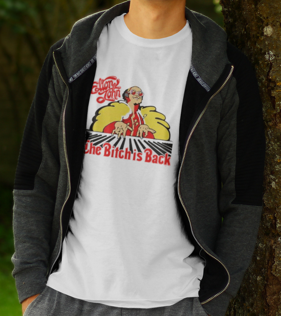 Elton John The Bitch Is Back Burst Yellow And Red T-Shirt