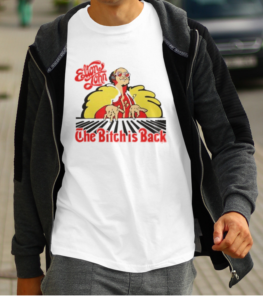 Elton John The Bitch Is Back Burst Yellow And Red T-Shirt