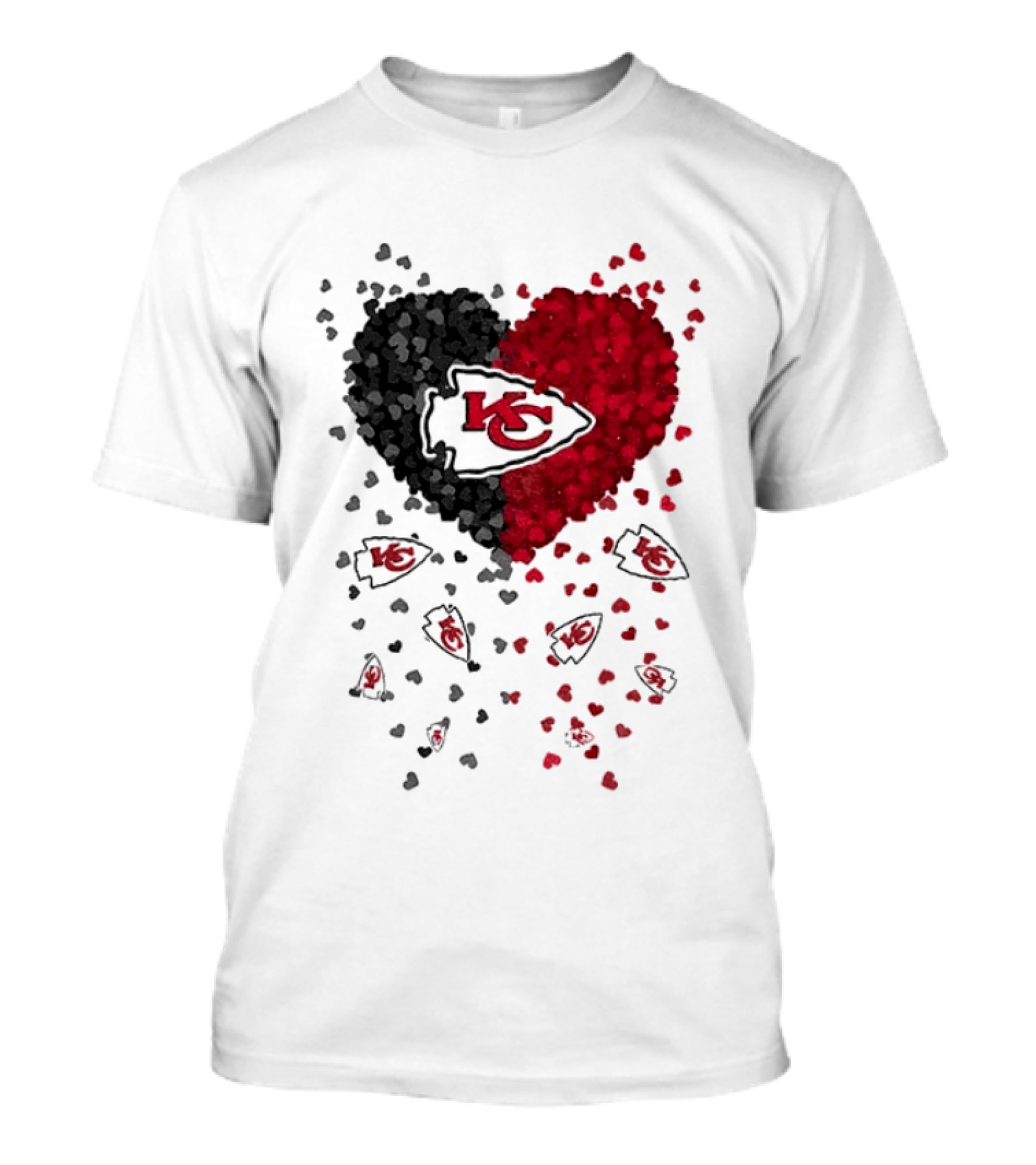 Heart KC Red Black 2026 Kansas City Chiefs Football T-Shirt