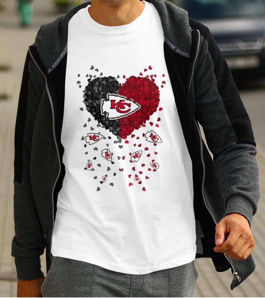 Heart KC Red Black 2026 Kansas City Chiefs Football T-Shirt