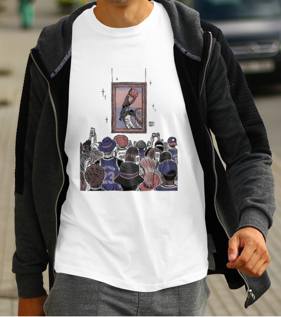 Mitchell Robinson New York Knicks Dunk Moment Over Philadelphia 76ers Joel Embiid Basketball Fans Gallery T-Shirt