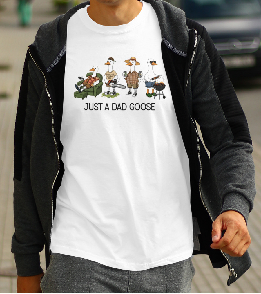 World's Okayest Dad Goose Just A Dad Goose Comic Silly Goose T-Shirt