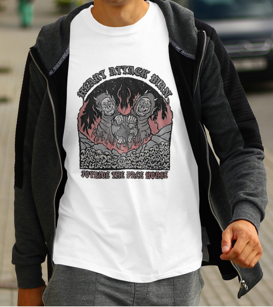 Heart Attack Man Joyride The Pale Horse Skulls Fire Red Flames T-Shirt
