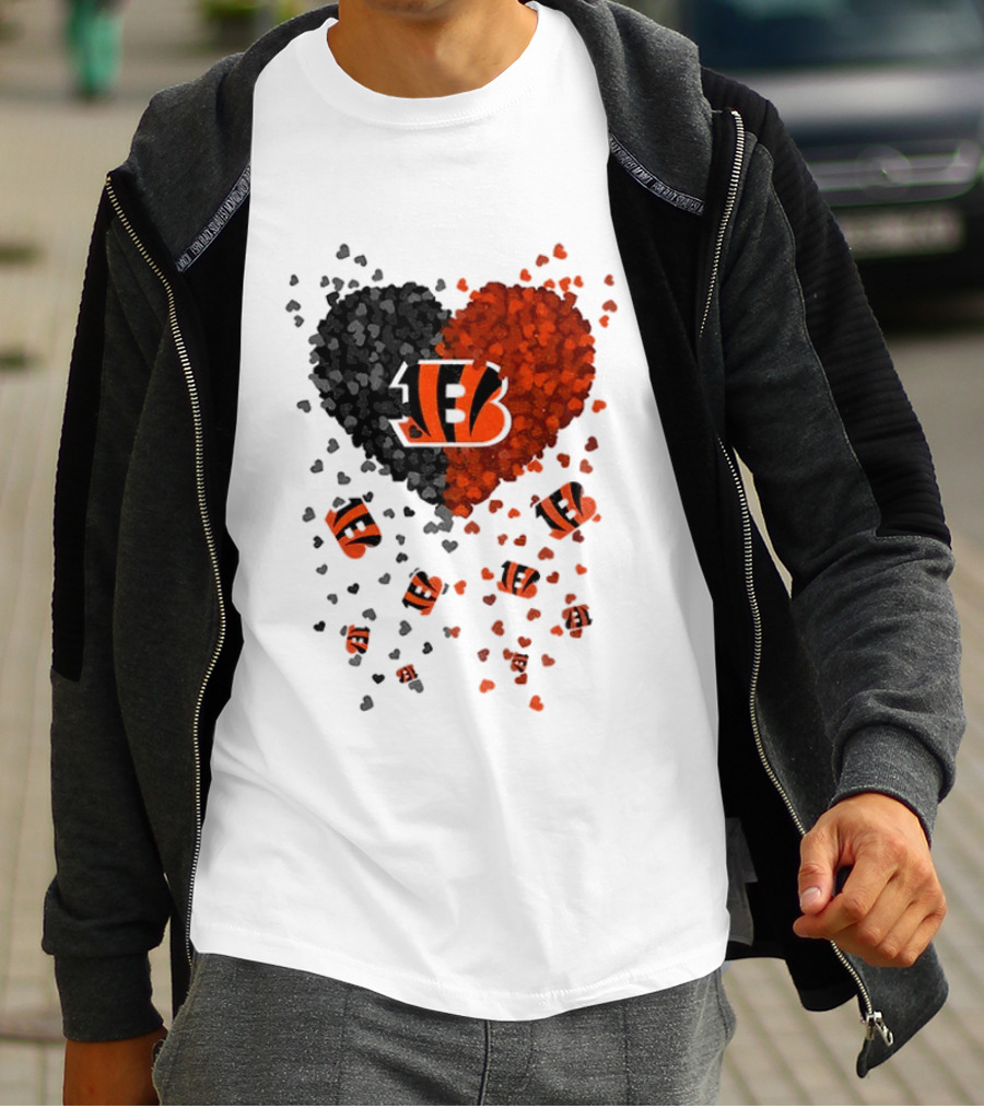 Cincinnati Bengals Heart 2026 Football Fan Love Collection T-Shirt