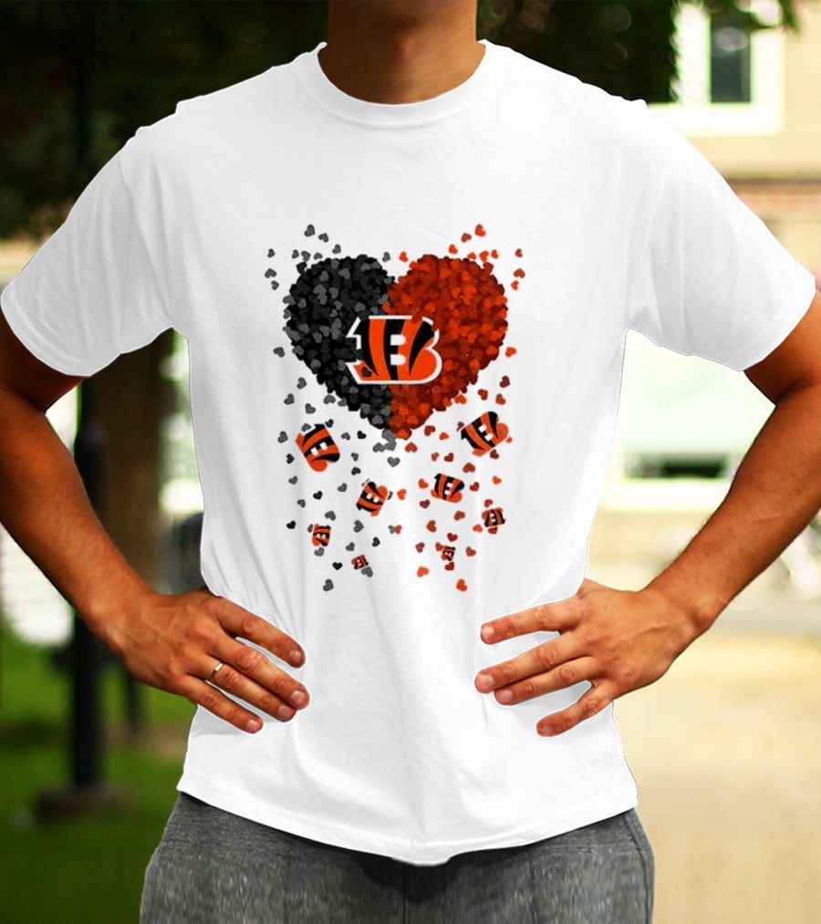 Cincinnati Bengals Heart 2026 Football Fan Love Collection T-Shirt