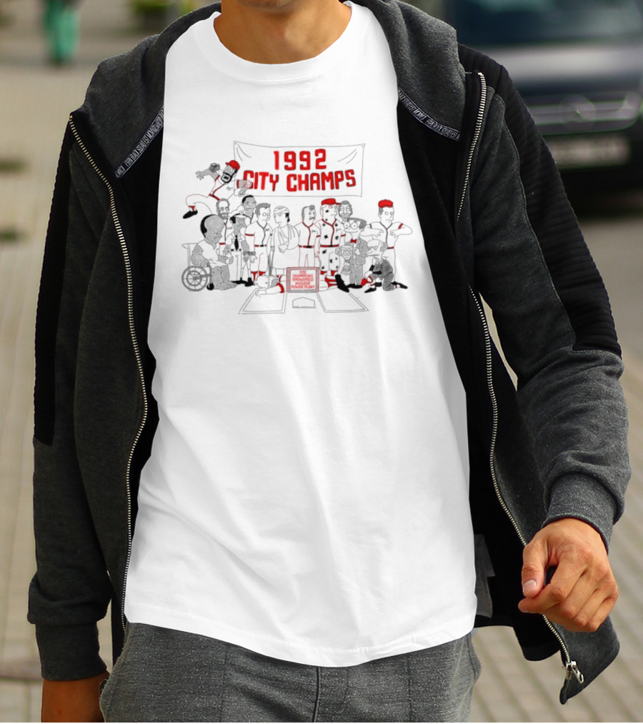 The Simpsons 1992 City Champs Springfield Nuclear Power Plant Softball Team T-Shirt