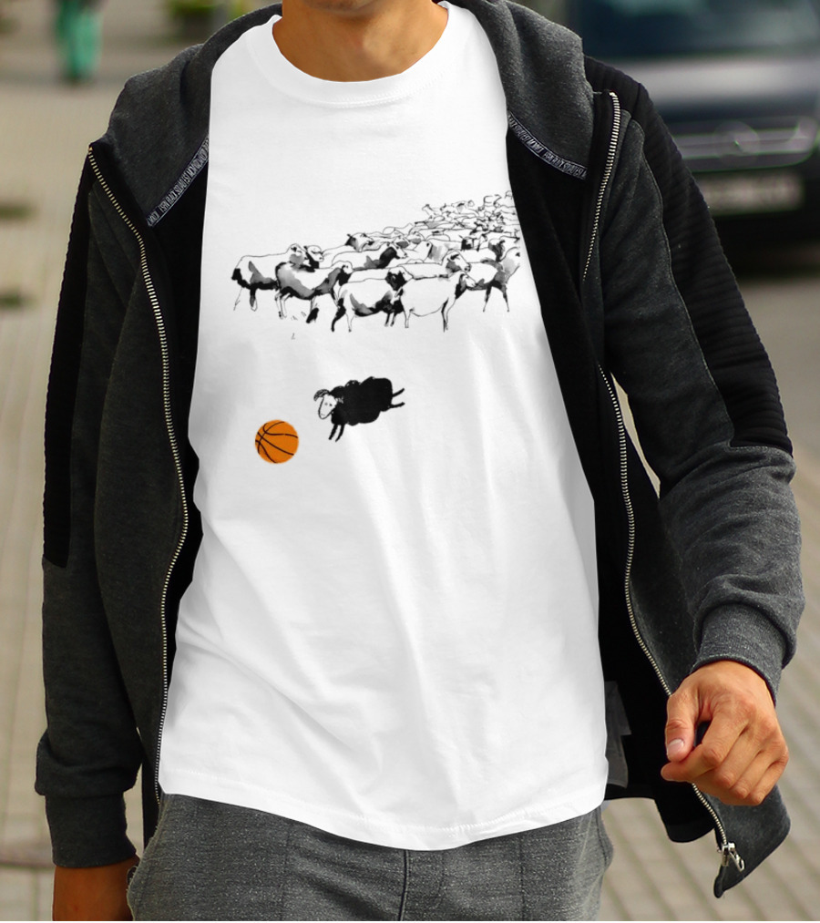 Triple Threat Sleep Basketball Sheep Herd Orange Ball T-Shirt