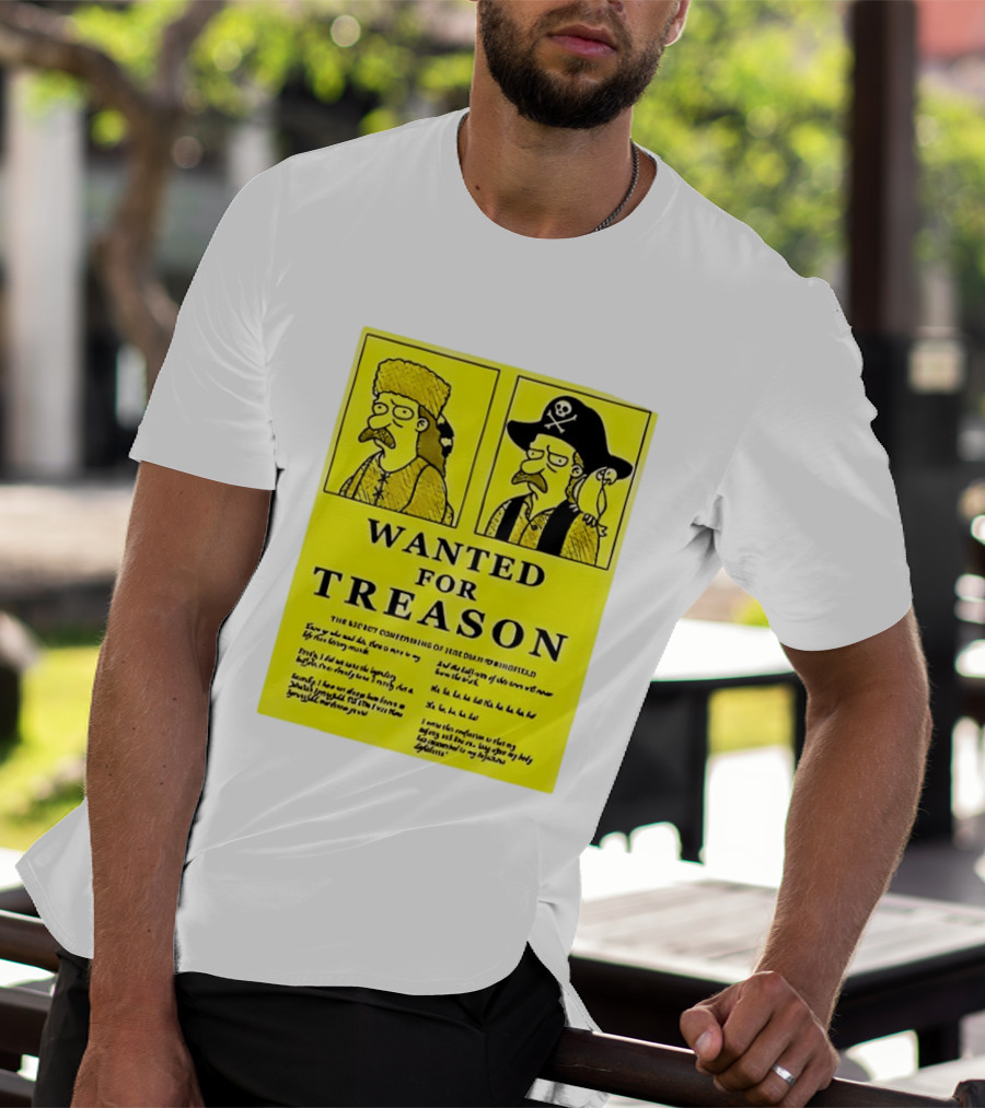 Wanted For Treason Kirk Van Houten Pirate And Russian Hat Cartoon Wanted T-Shirt