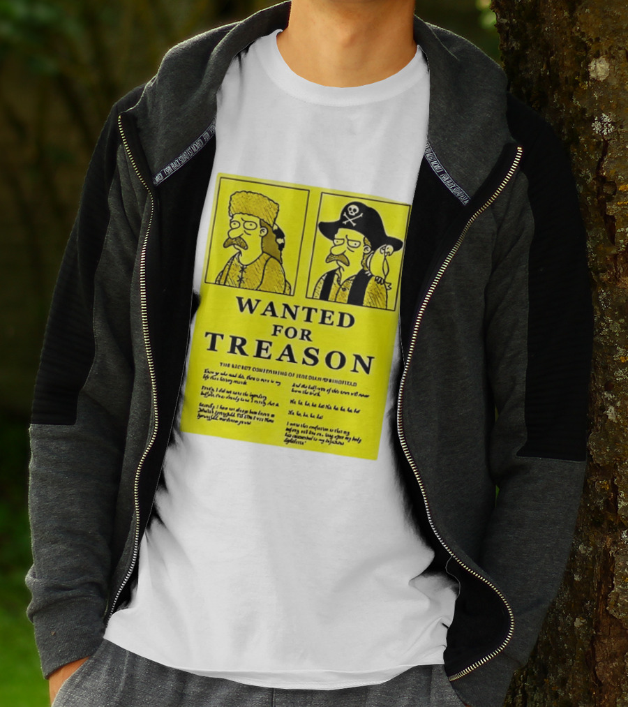 Wanted For Treason Kirk Van Houten Pirate And Russian Hat Cartoon Wanted T-Shirt