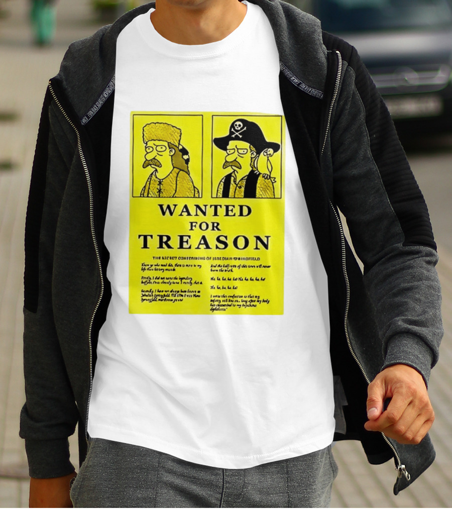 Wanted For Treason Kirk Van Houten Pirate And Russian Hat Cartoon Wanted T-Shirt