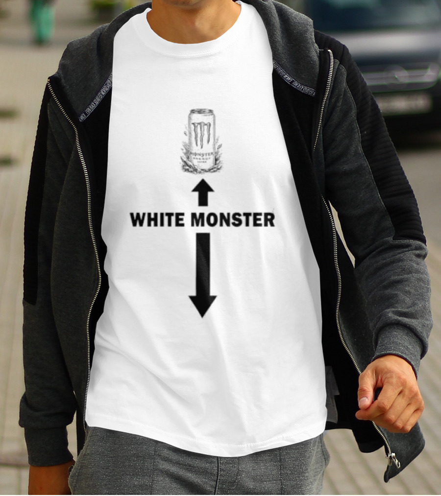 White Monster Arrows Indicate Direction Monster Energy Zero Ultra Meme T-Shirt