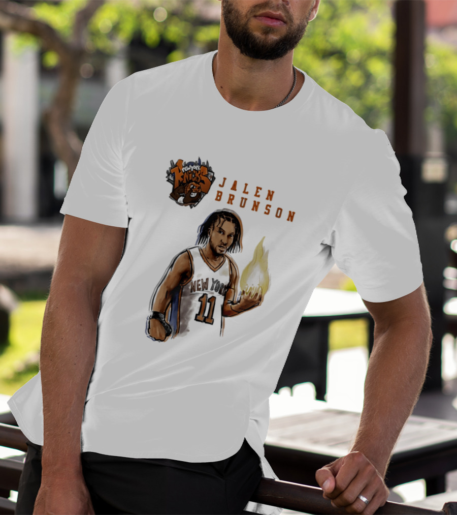 New York Knicks Jalen Brunson Flame 11 T-Shirt