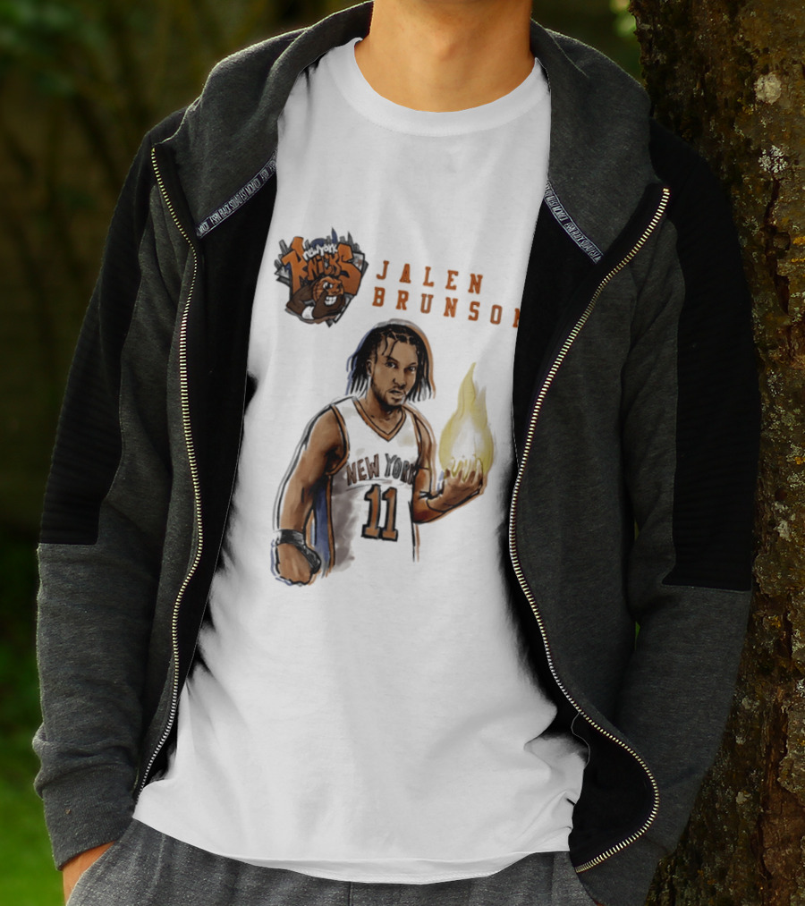 New York Knicks Jalen Brunson Flame 11 T-Shirt
