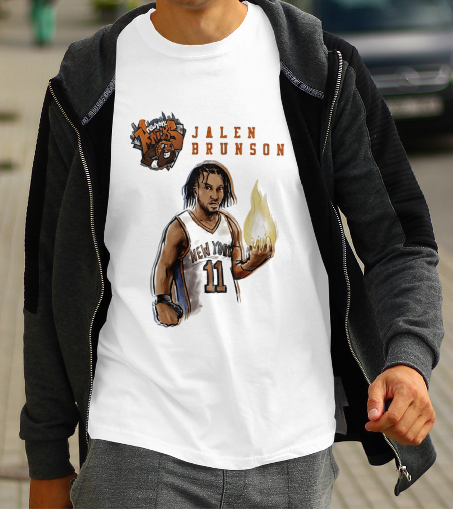 New York Knicks Jalen Brunson Flame 11 T-Shirt