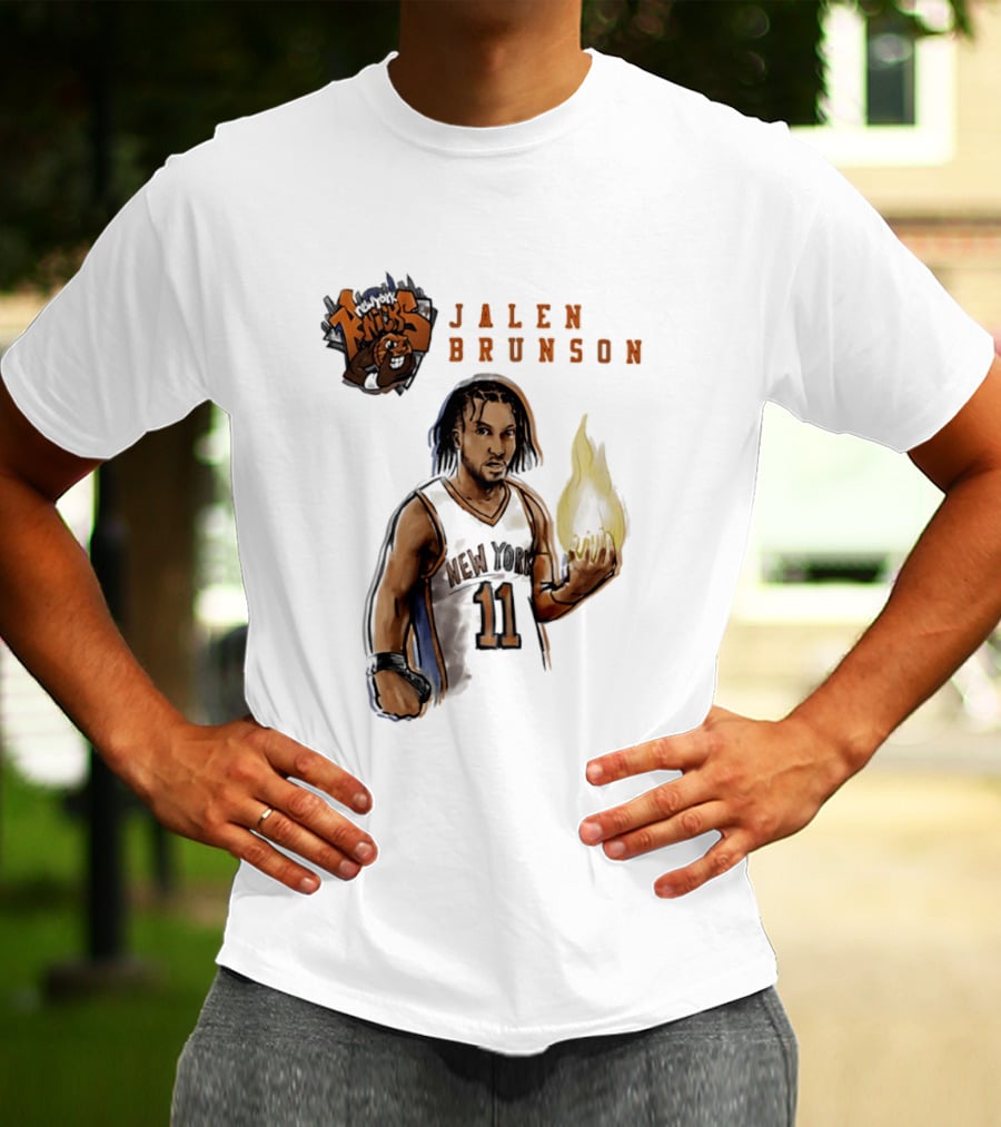 New York Knicks Jalen Brunson Flame 11 T-Shirt