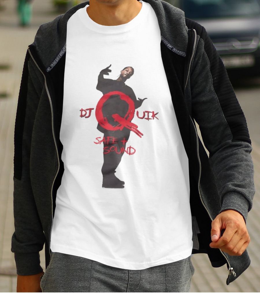 DJ Quik Safe Sound Album Cover Art Featuring Bold Red Lettering T-Shirt