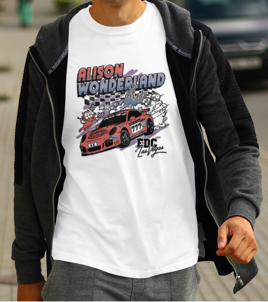 Alison Wonderland Racing 777 EDC Las Vegas Checkered Pink Car T-Shirt