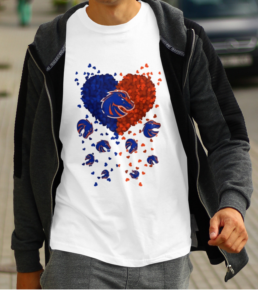 Heart Of Boise State Broncos Football 2026 Blue Orange Passion T-Shirt