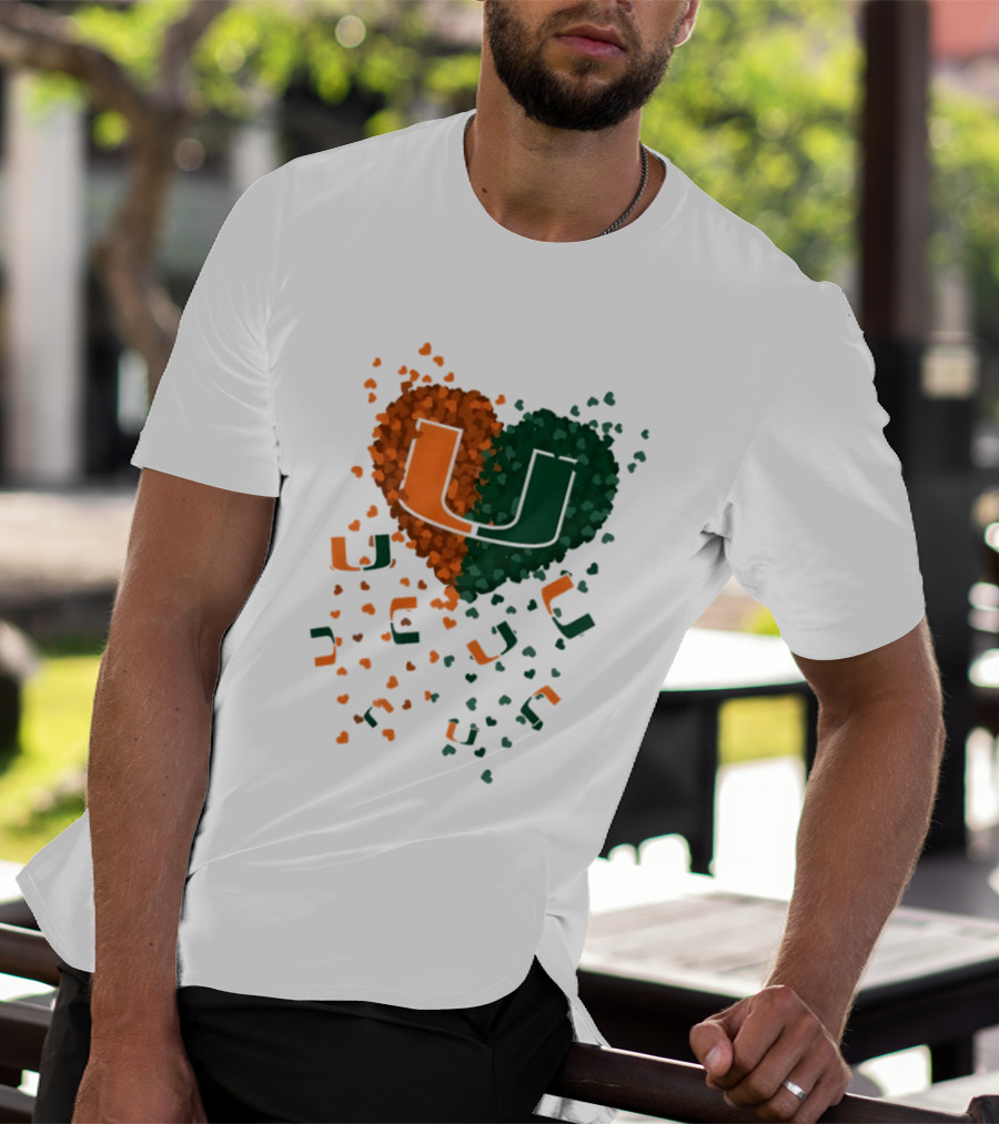 Heart Of Miami Hurricanes 2026 U Logo Football Celebration T-Shirt