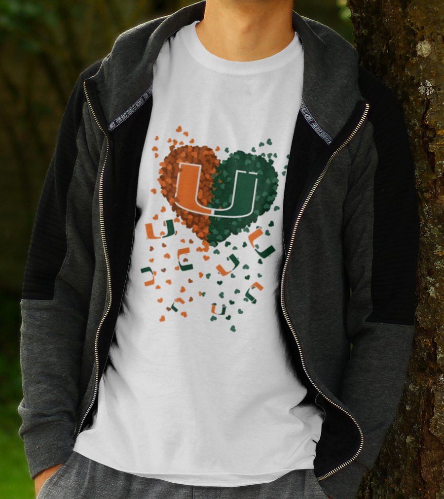 Heart Of Miami Hurricanes 2026 U Logo Football Celebration T-Shirt