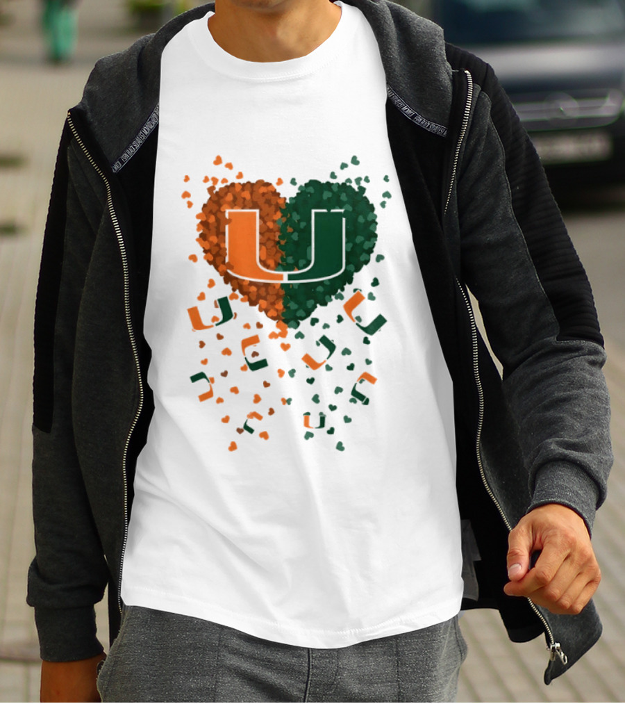 Heart Of Miami Hurricanes 2026 U Logo Football Celebration T-Shirt