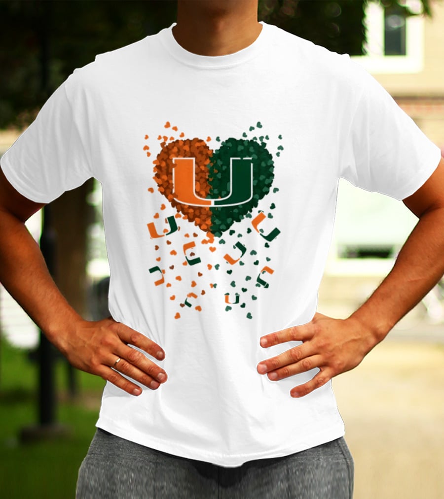 Heart Of Miami Hurricanes 2026 U Logo Football Celebration T-Shirt