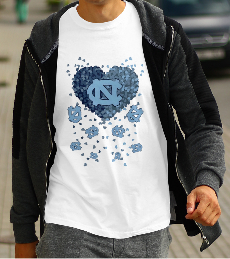 North Carolina Tar Heels Football Heart 2026 T-Shirt