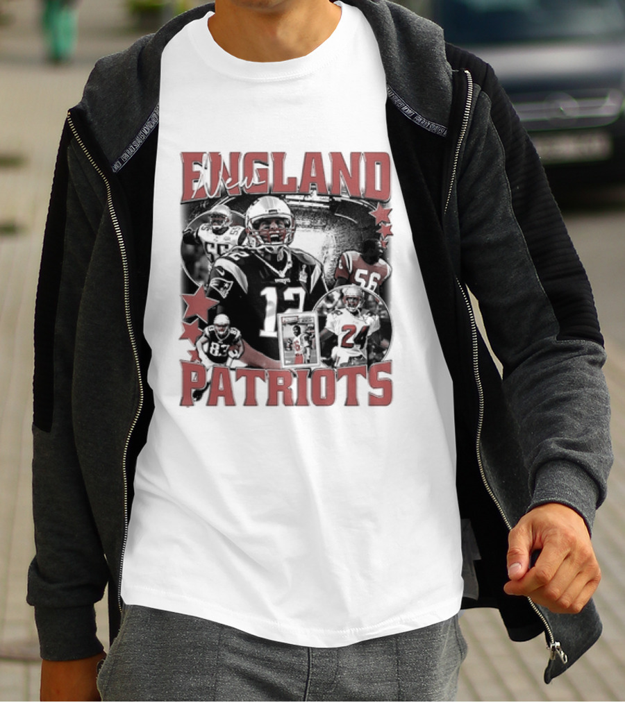 New England Patriots Vintage 90s Football Style Bootleg T-Shirt