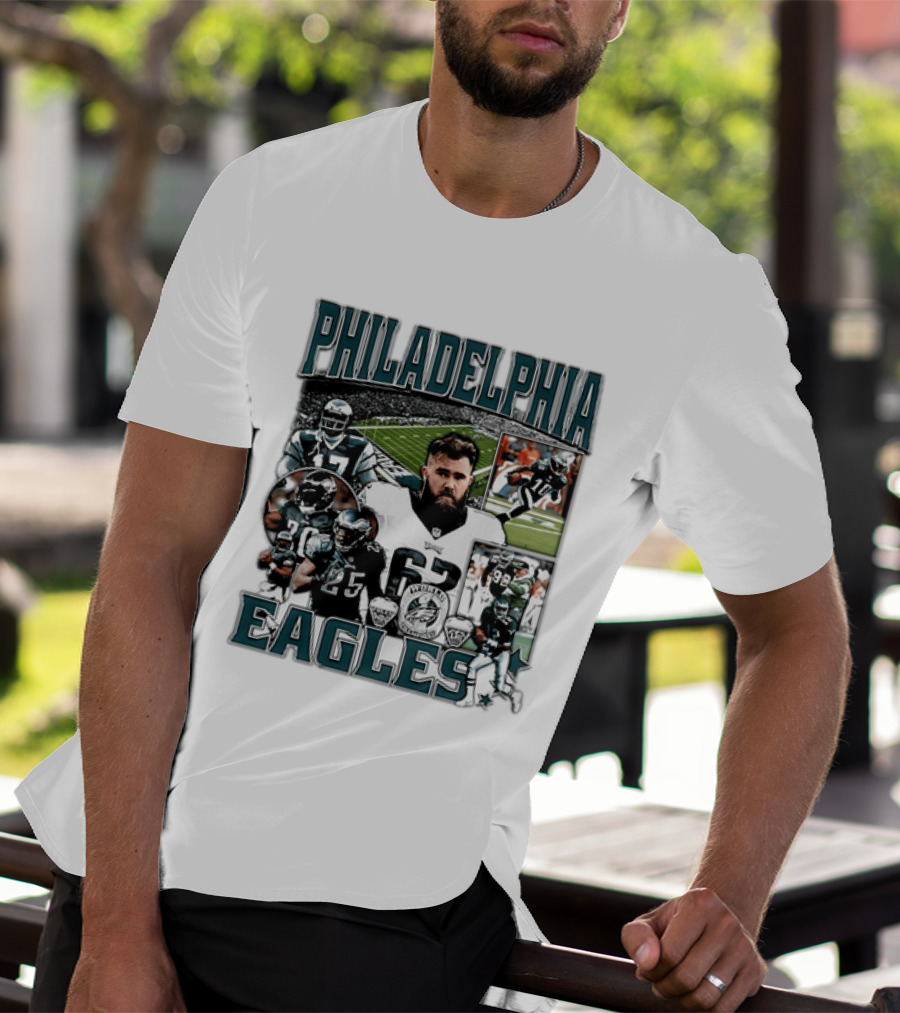 Philadelphia Eagles Football 90s Bootleg Players Collage T-Shirt