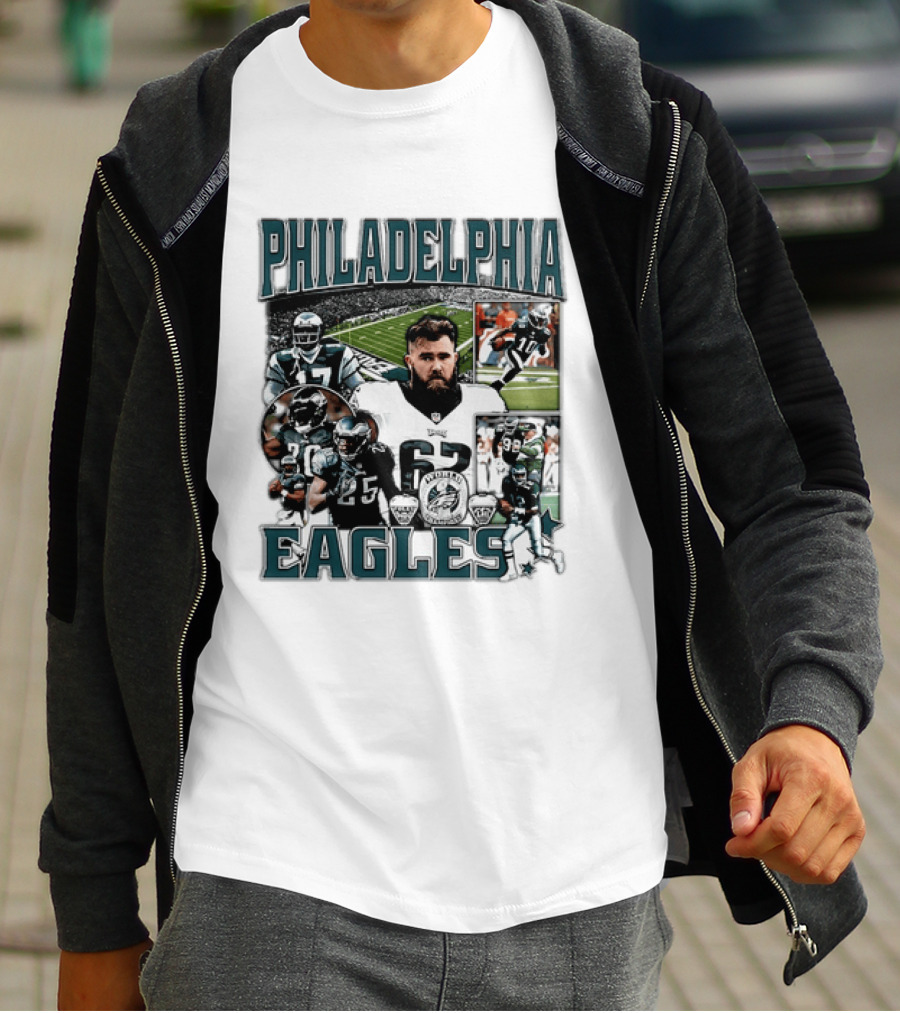 Philadelphia Eagles Football 90s Bootleg Players Collage T-Shirt