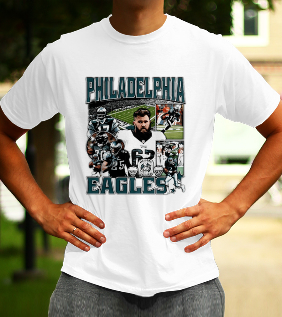 Philadelphia Eagles Football 90s Bootleg Players Collage T-Shirt