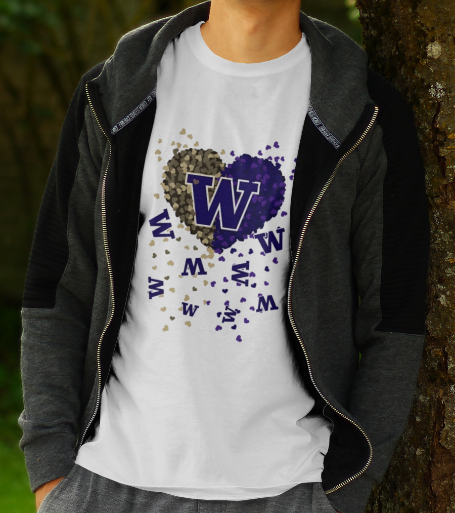 W Washington Huskies Heart 2026 Football Celebration T-Shirt