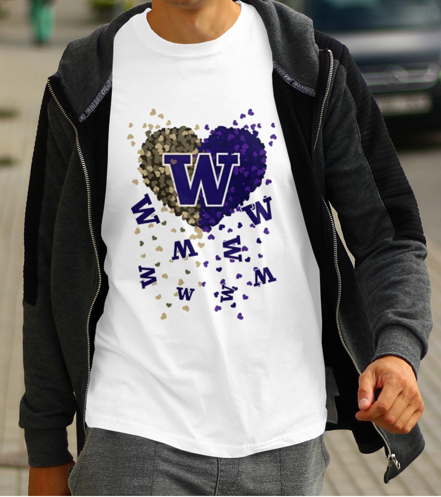 W Washington Huskies Heart 2026 Football Celebration T-Shirt