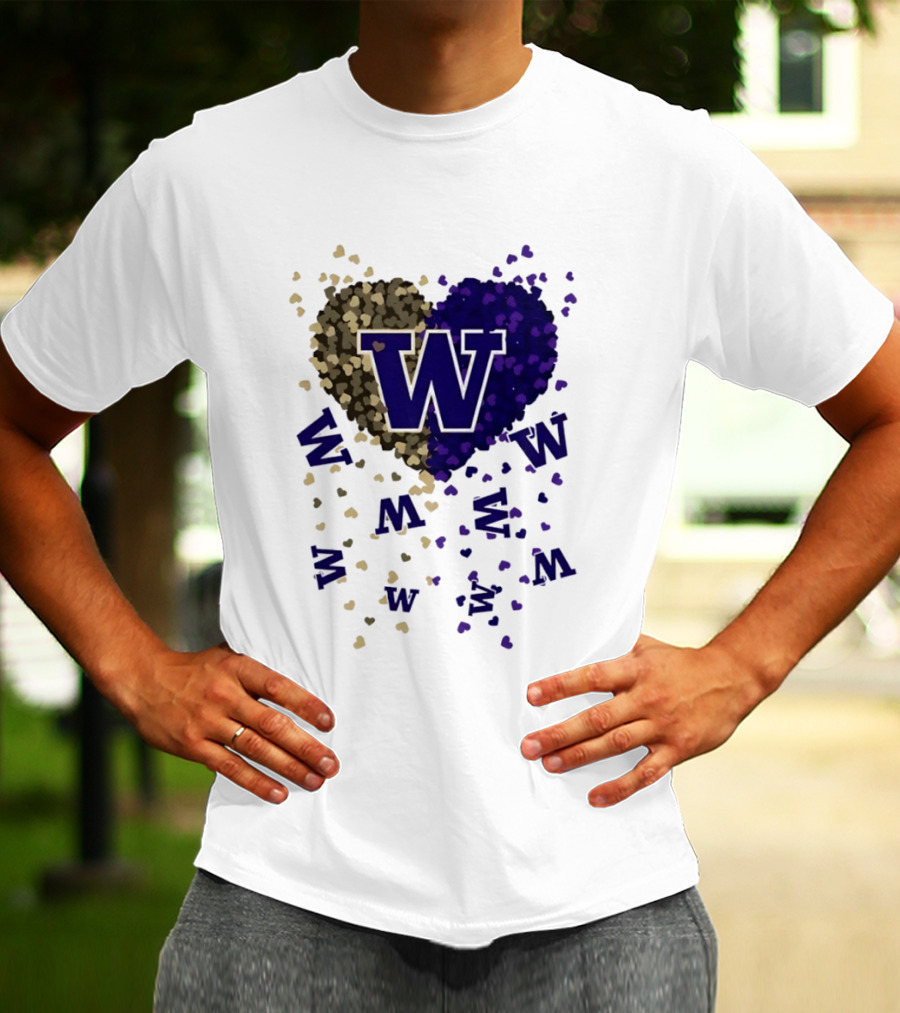 W Washington Huskies Heart 2026 Football Celebration T-Shirt