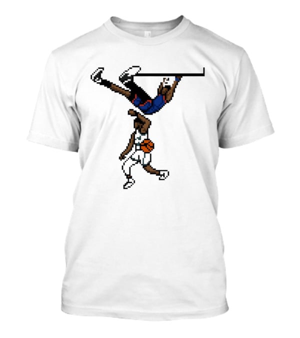 Knicks Vs Celtics OG Anunoby Dunks Against Jayson Tatum Pixel Art 8 Bit T-Shirt