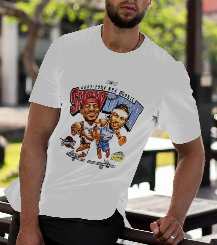 2003 2004 NBA Rookie Showdown LeBron James Carmelo Anthony Cavaliers Nuggets T-Shirt