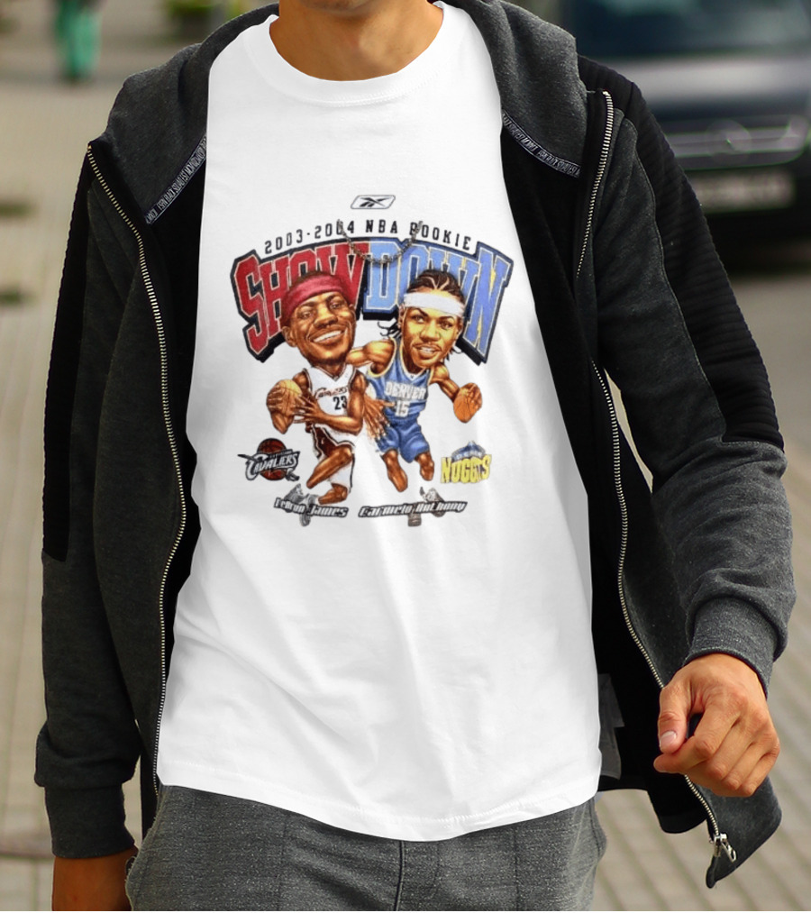 2003 2004 NBA Rookie Showdown LeBron James Carmelo Anthony Cavaliers Nuggets T-Shirt