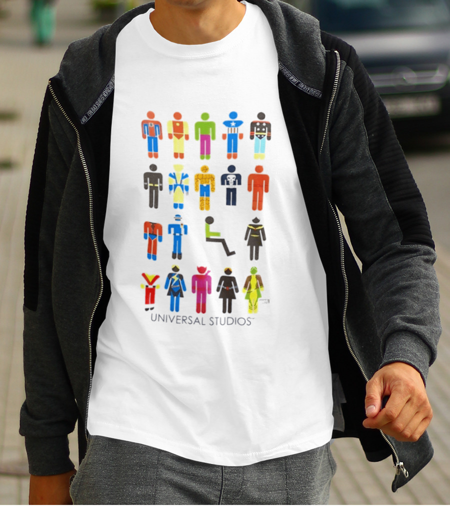 UNIVERSAL STUDIOS Marvel Super Heroes Iconic Characters T-Shirt
